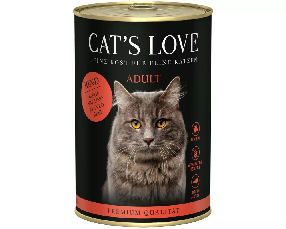 Cat's Love Nassfutter Adult Rind Pur, 400 g