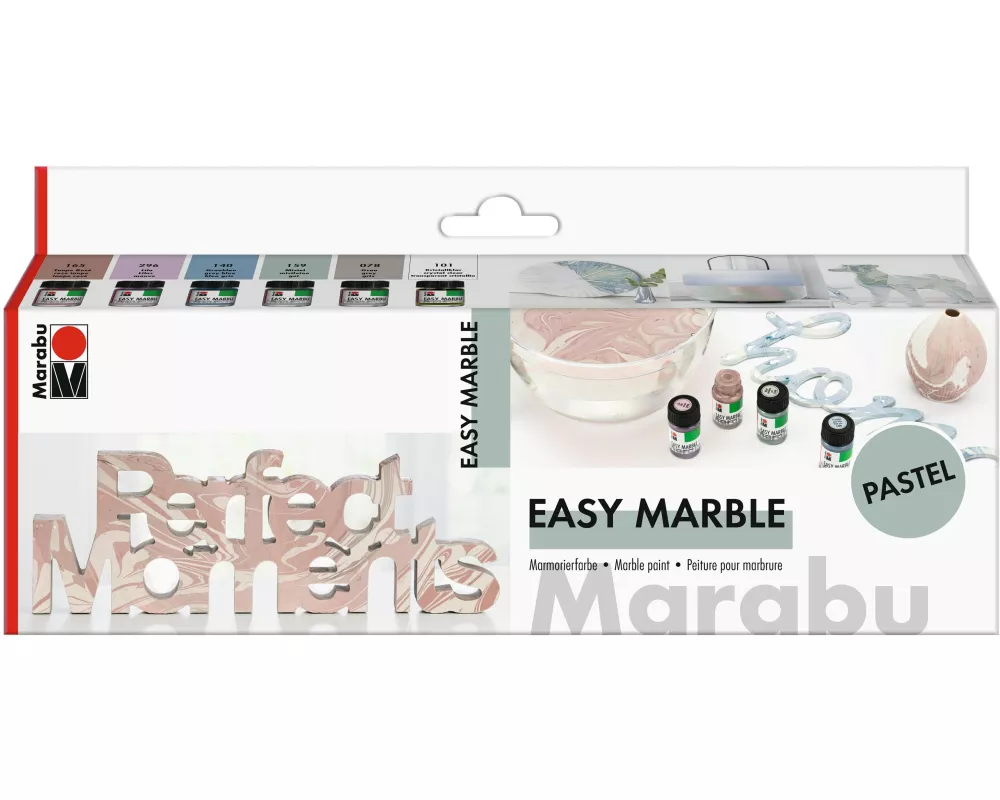 Marabu Marmorierfarbe Easy Marble 6 x 15 ml, Pastell