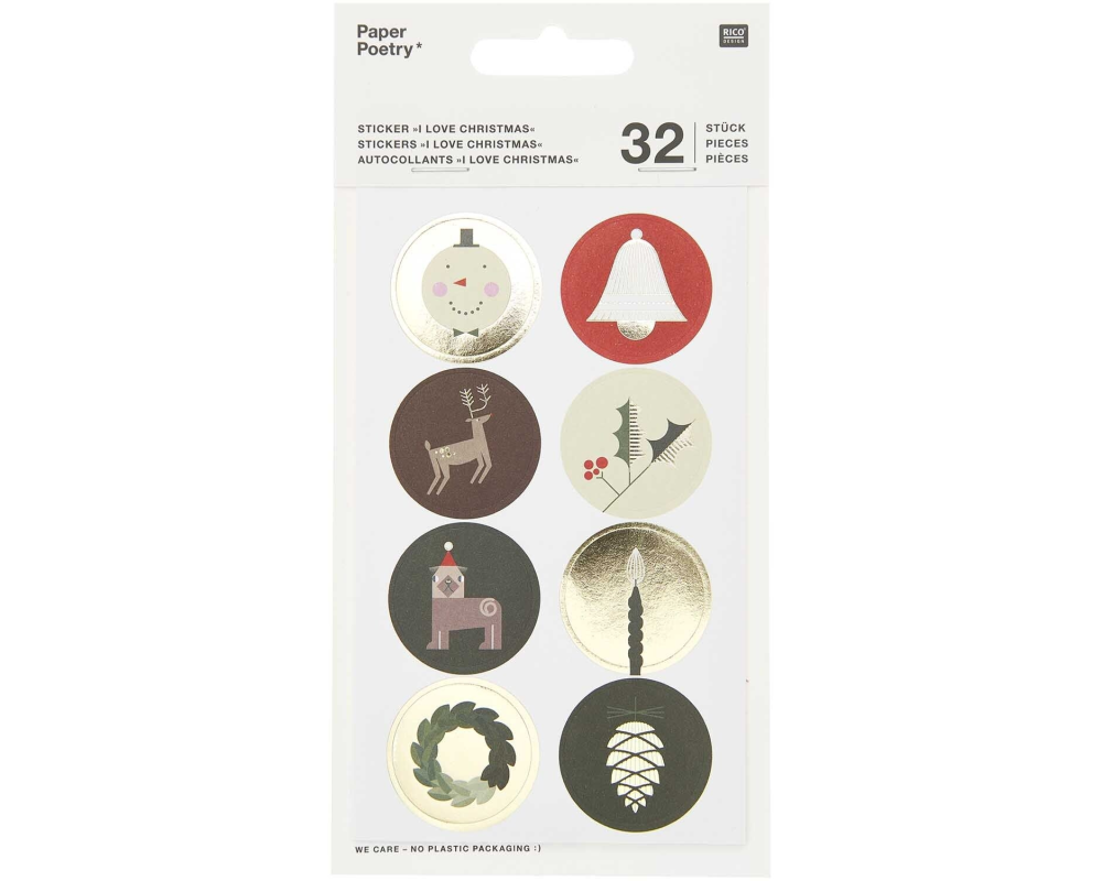 RICO DESIGN Sticker I love Christmas 300488 32 Stück