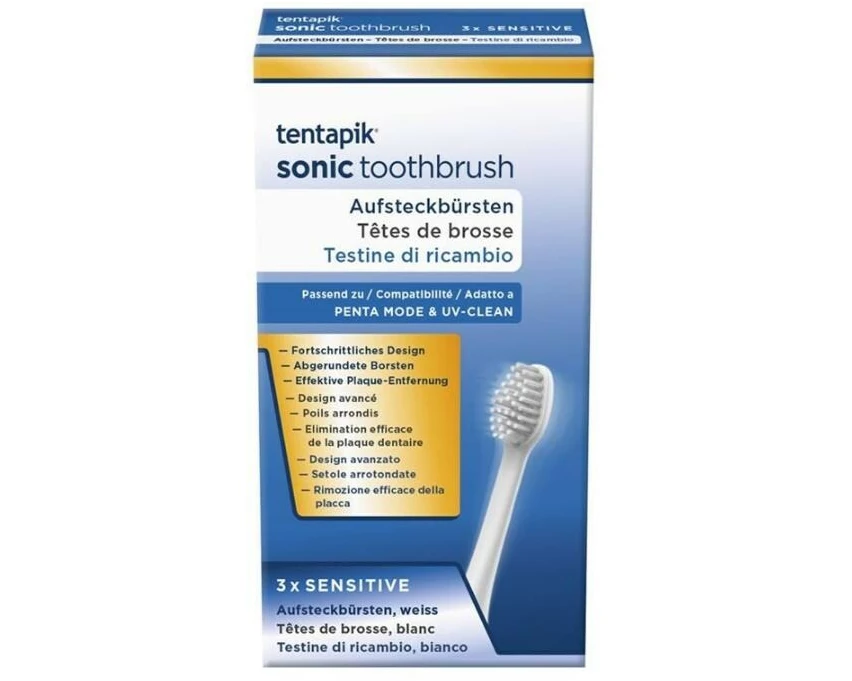 Tentapik Zahnbürstenkopf Sensitive Weiss, 3 Stück