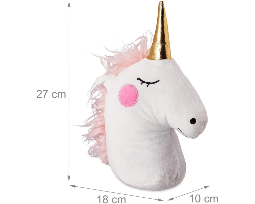 relaxdays Türstopper Einhorn Stoff weiss Gold 27 cm