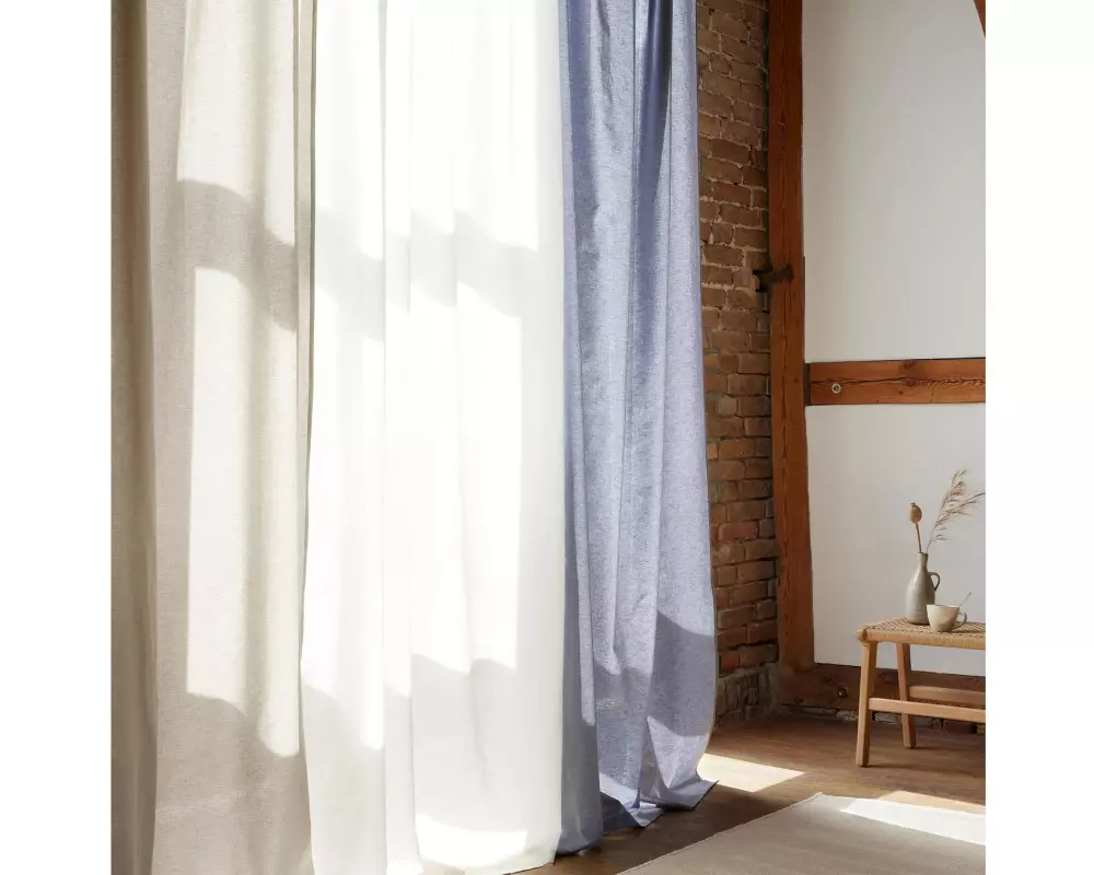 Urbanara Vorhang Solana, Graublau, 140 x 320 cm,