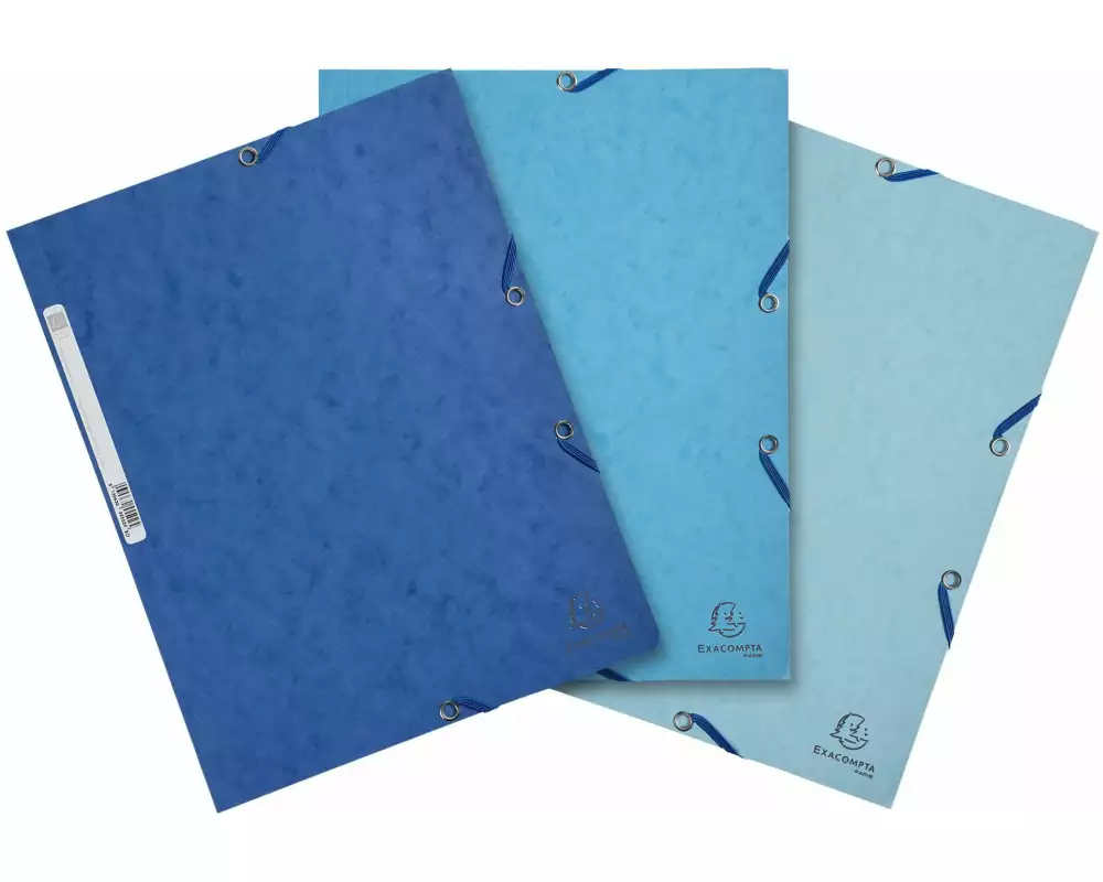 Exacompta Gummibandmappe Aquarel 3-er Set Blau/Hellblau/Türkis