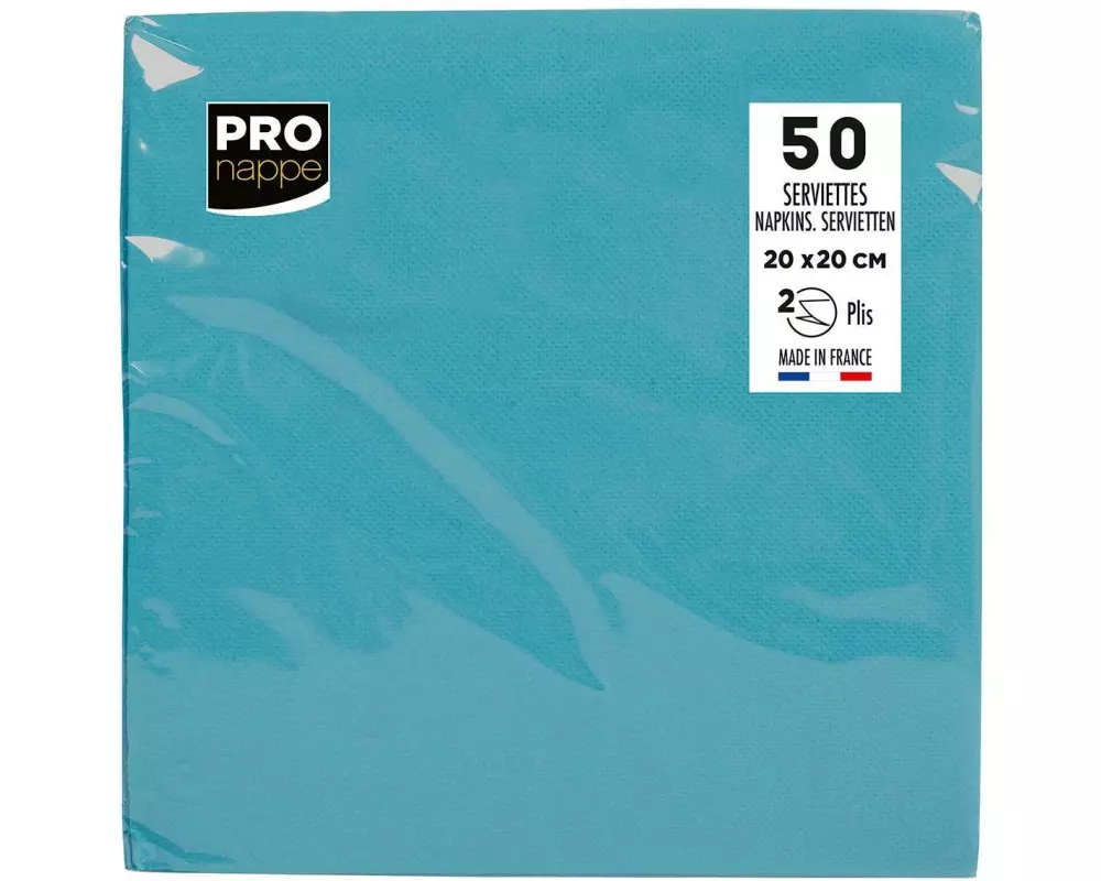 PRO nappe Papierservietten 20 cm x 20 cm, 50 Stück, Türkis