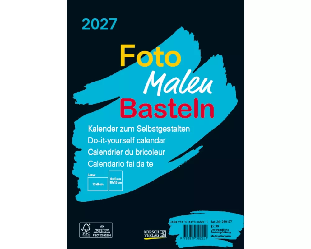Foto-Malen-Basteln Bastelkalender A5 schwarz 2027