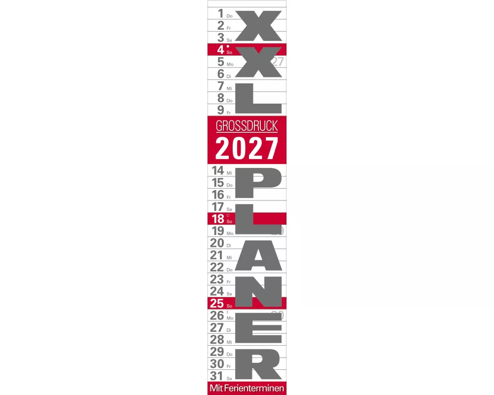 XXL Planer Großdruck rot 2027