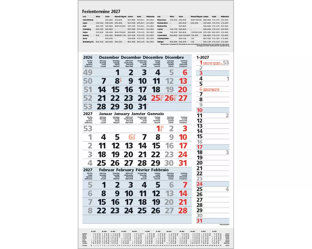 3-Monats-Planer Combi Blau 2027