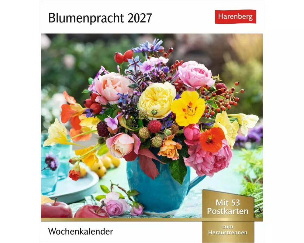 Blumenpracht Postkartenkalender 2027 - Wochenkalender mit 53 Postkarten