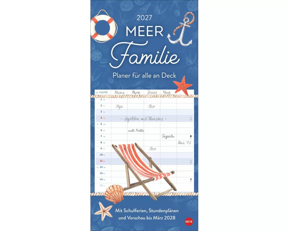 Meer Familie Familienplaner 2027 - Planer für alle an Deck