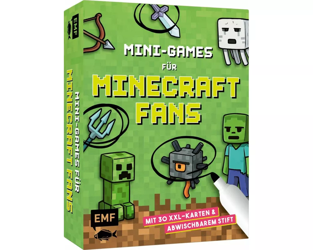 Kartenspiel: Mini-Games für Minecraft-Fans – mit abwischbarem Stift