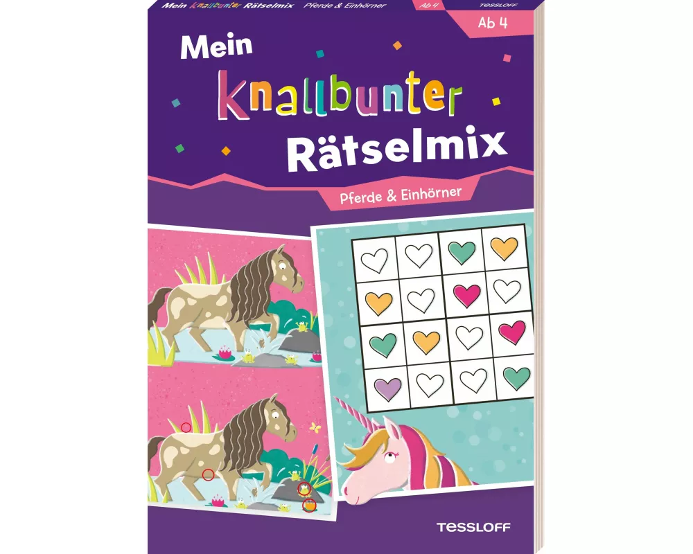 Mein knallbunter Rätselmix. Pferde & Einhörner