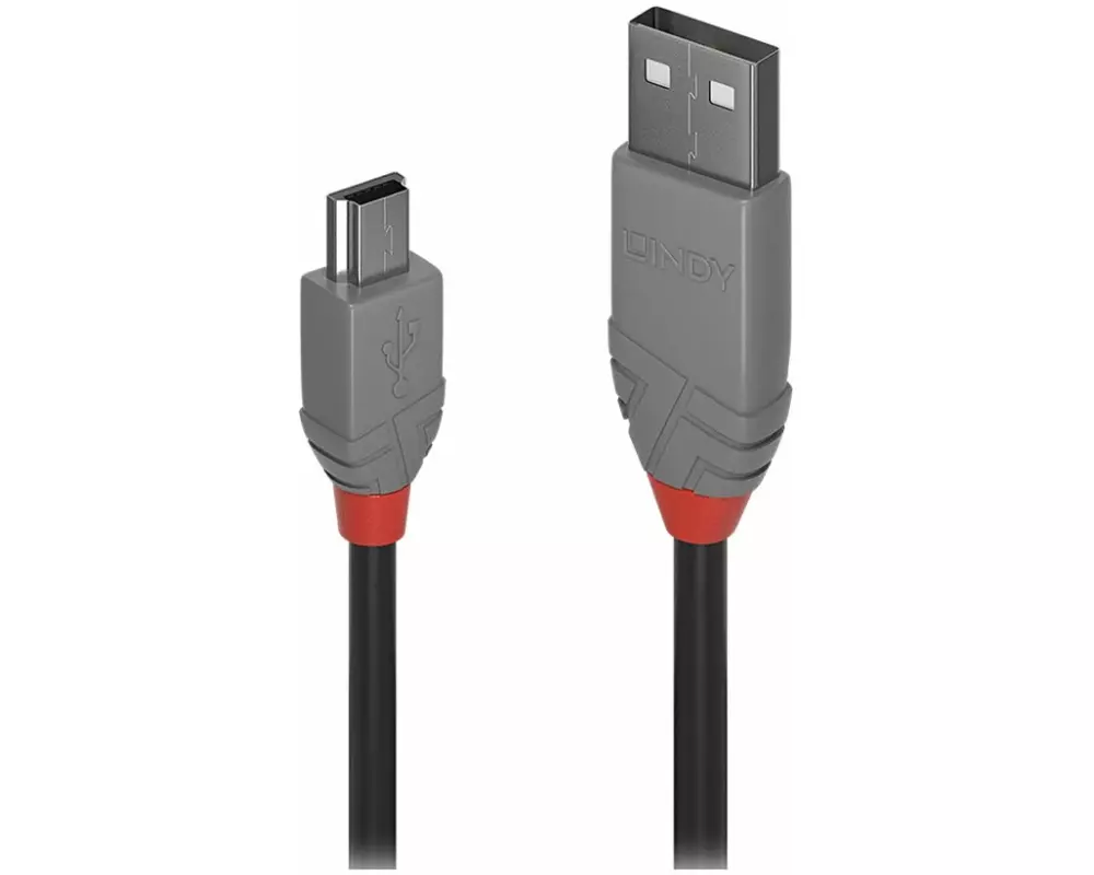 LINDY Anthra Line USB Cable, USB 2.0, USB/A-MiniB M-M, 0.5m