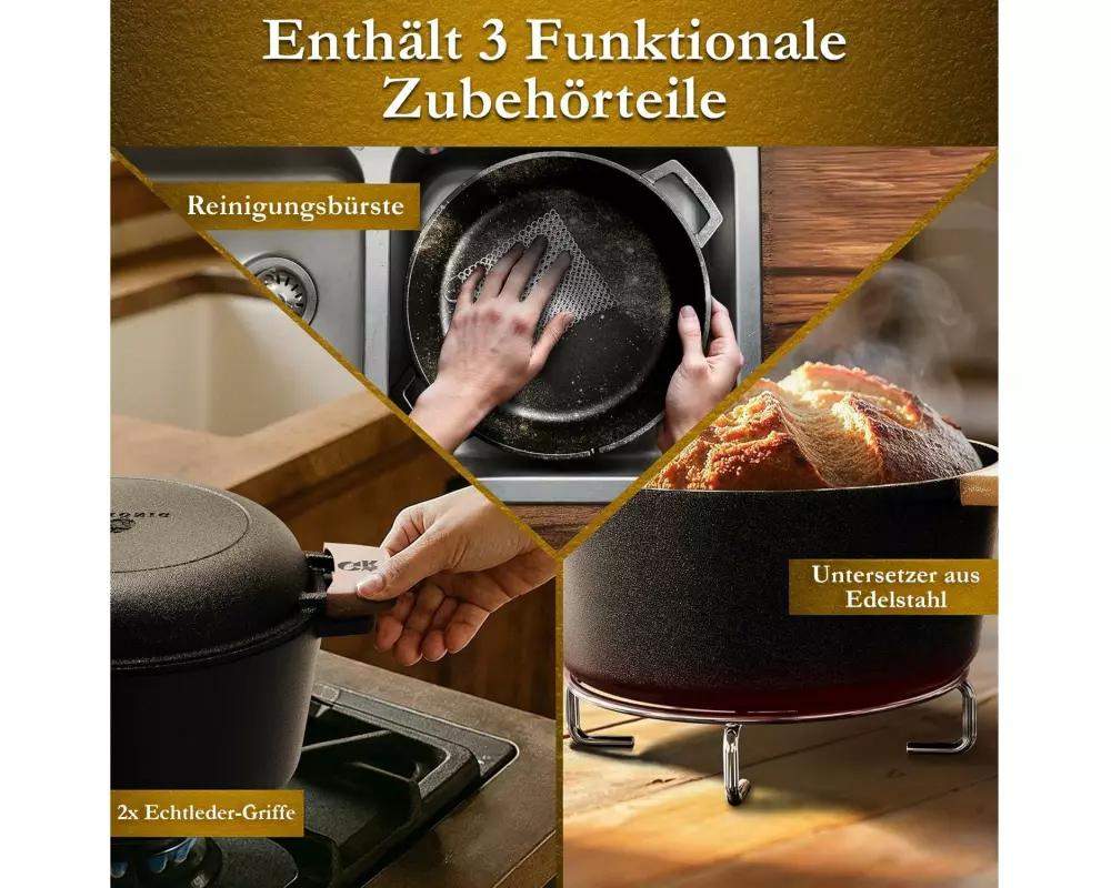 Gusskoenig Dutch Oven -Topf 4.8 l und Pfanne 1.8 l