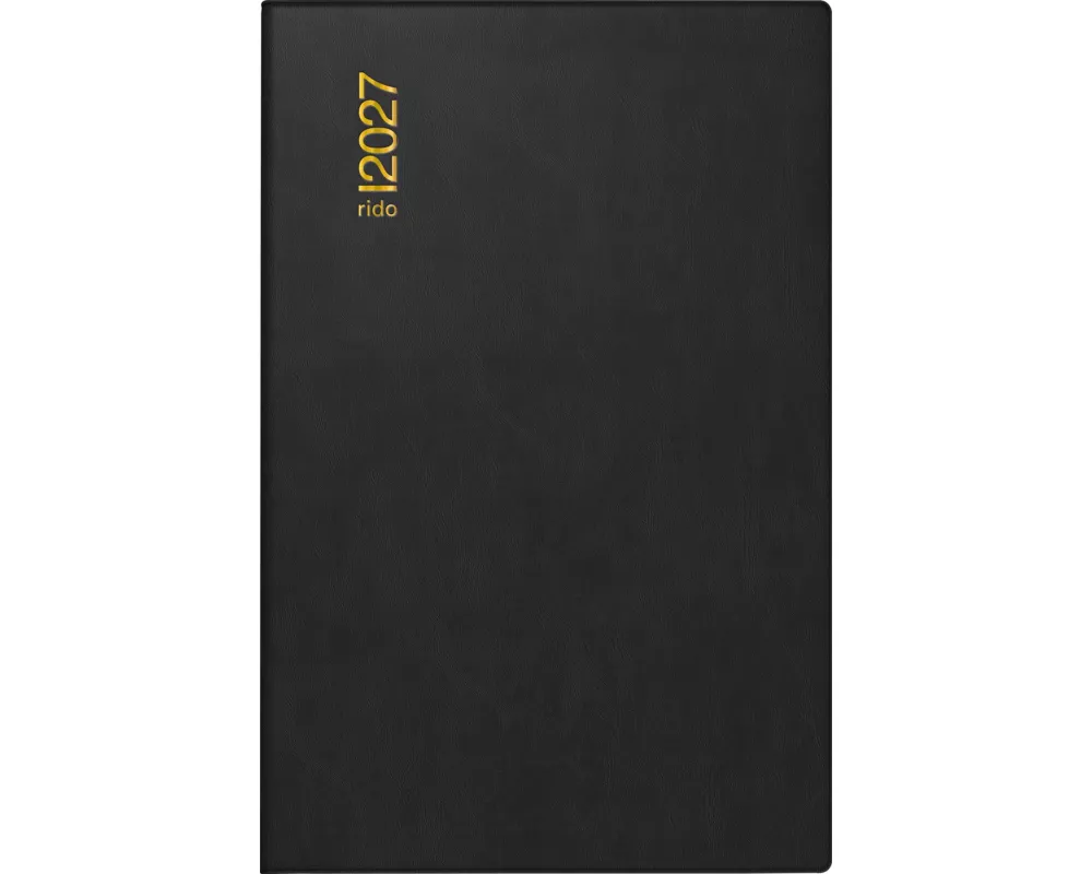 rido/idé 7016212907 Taschenkalender Mod. Industrie II 2027 A7, Kunststoff, schwarz