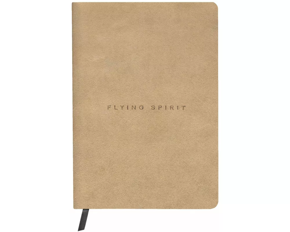 Flying Spirit, Notizbuch A5 mit Fadenbindung und Vintage-Ledereinband, beige, 90 Blatt 90g liniert