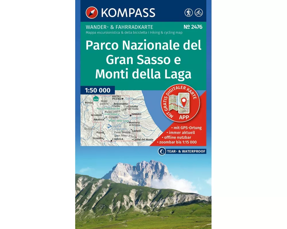 KOMPASS Wanderkarte 2476 Parco Nazionale del Gran Sasso e Monti della Laga 1:50.000