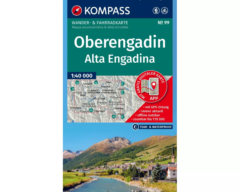 KOMPASS Wanderkarte 99 Oberengadin / Alta Engadina 1:40.000