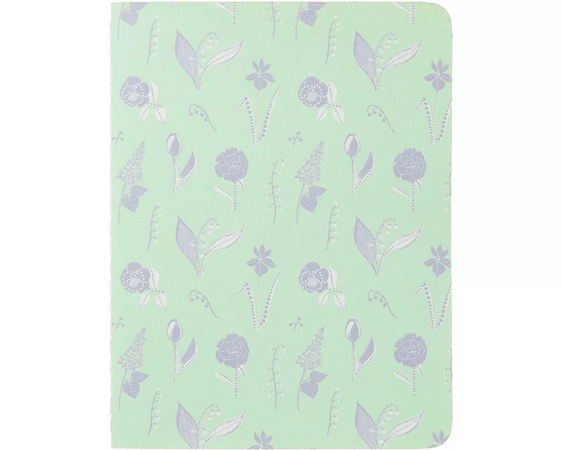 Notizhefte A6, Blumen, orange/mint, 2 Stk., 40 Seiten, 100 g/m² Bambuspapier