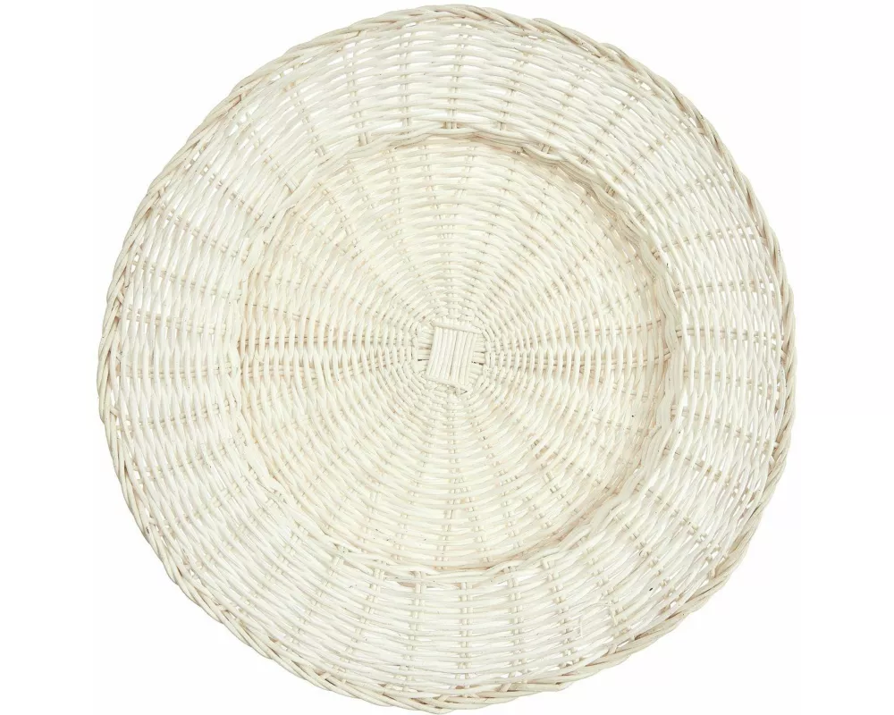 Rattan Deko-Teller, Weiß, Ø 34 x 4cm