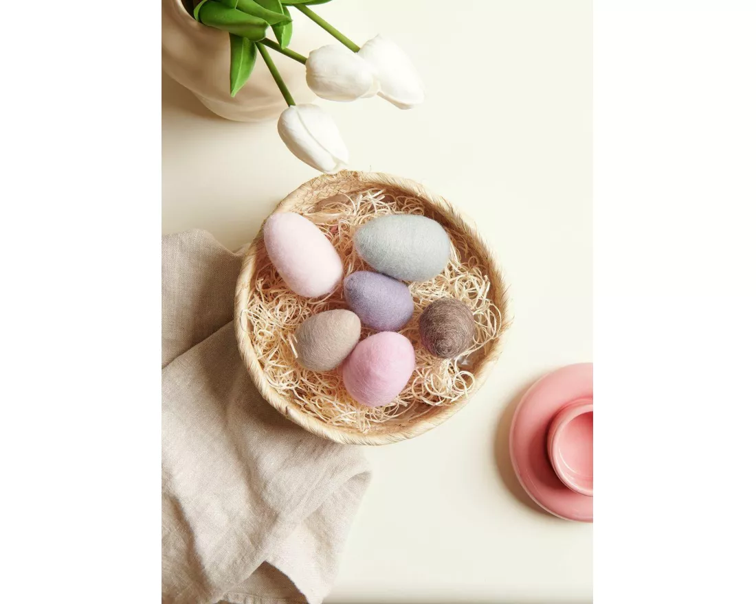 Filzei, Rosa/Blau, 5xØ3,5cm / 6xØ4cm, 6 Stück