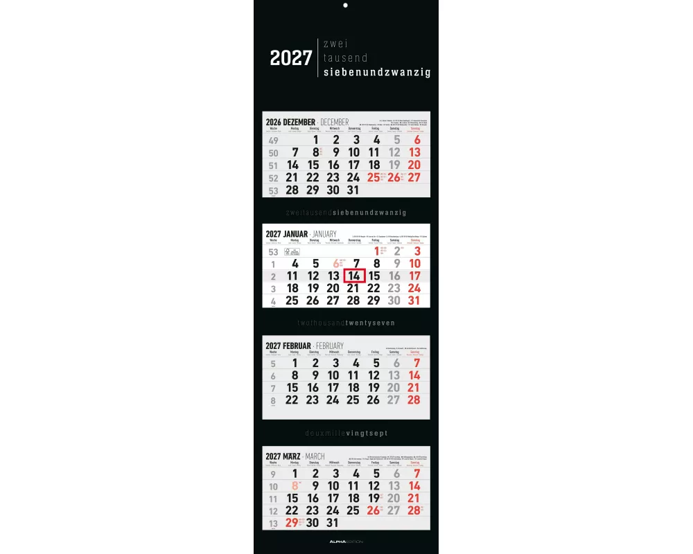 4-Monatskalender Black 2027