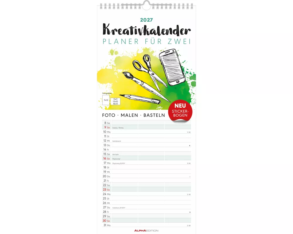 Kreativkalender Planer für 2 2027