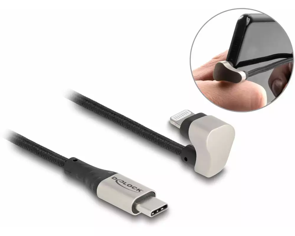 Delock USB 2.0-Kabel 180° gewinkelt USB-C - Lightning 1 m