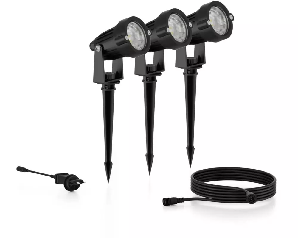 Philips Outdoor Niedervolt Caper Spots CH 3x1.5W, 2700 K, Schwarz