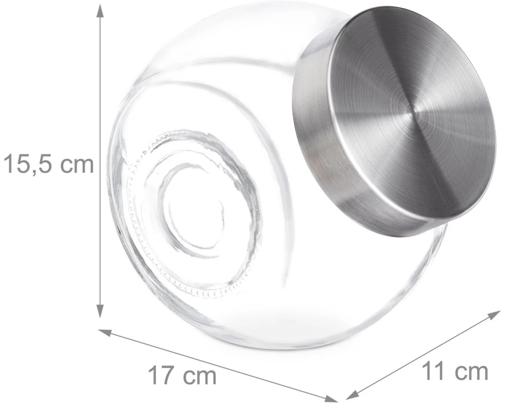 relaxdays Bonbongläser 1.5 l, Transparent/Silber