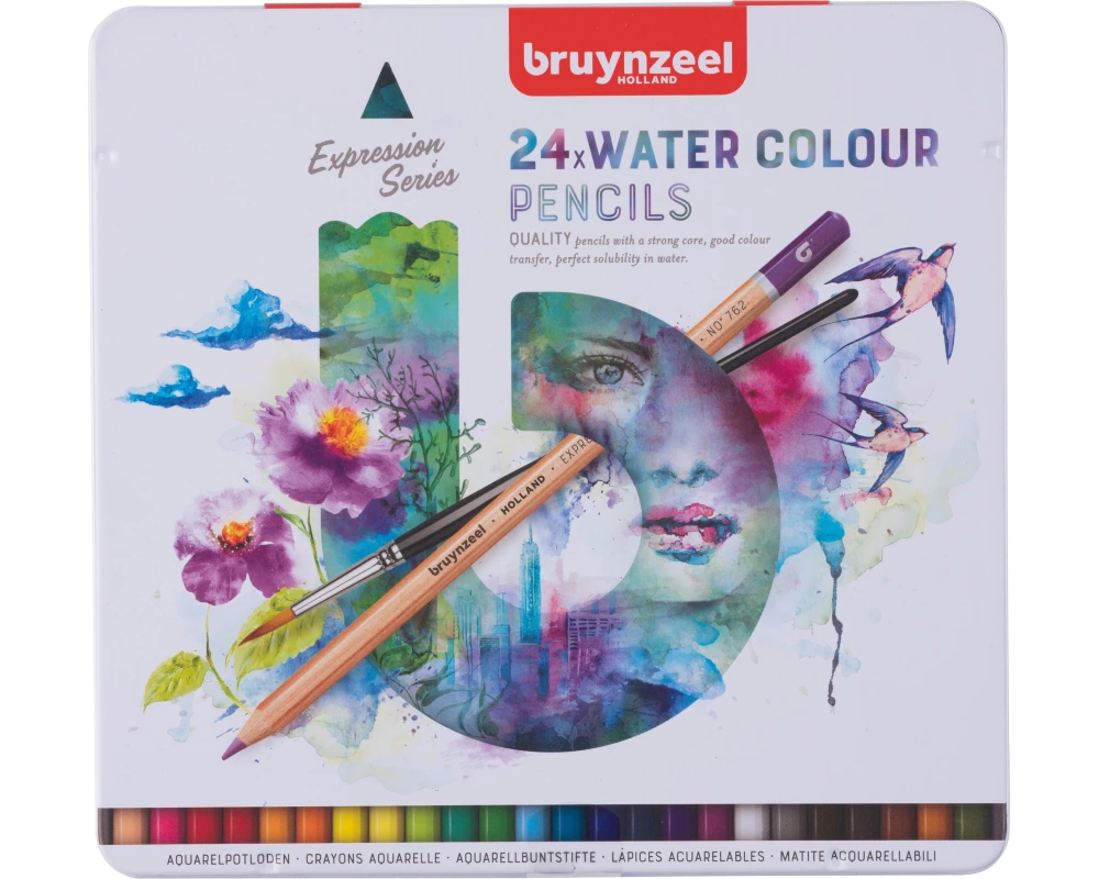 BRUYNZEEL Aquarellfarbstifte Expression 60313024 24 Farben Metalletui
