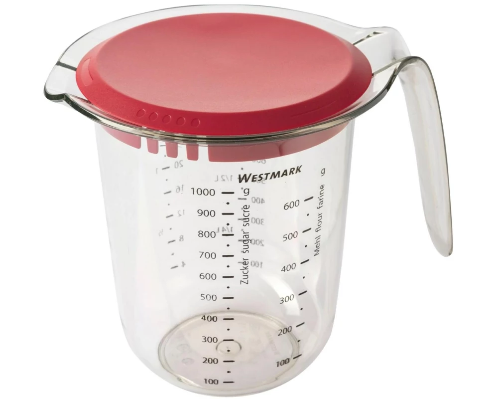 Westmark Messbecher Messkanne, 1 l, mit Deckel 10 dl, Rot