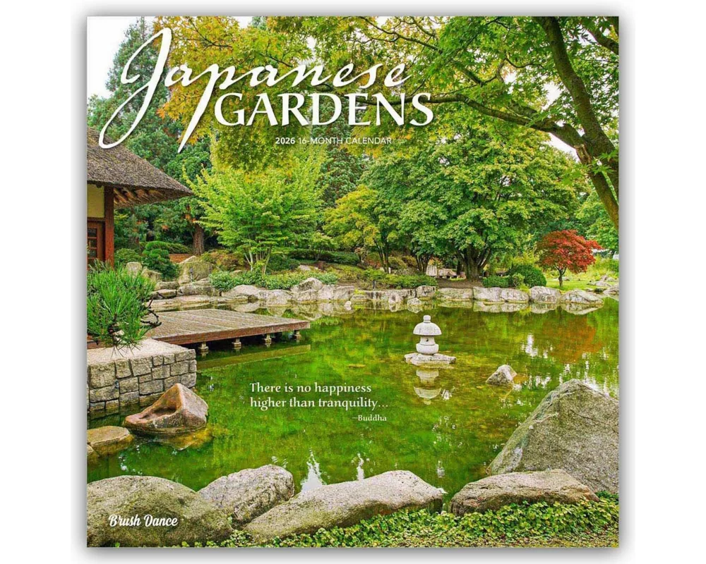 Japanese Gardens 2026 12 X 24 Inch (Hanging) Monthly Square Wall Calendar Plastic-Free