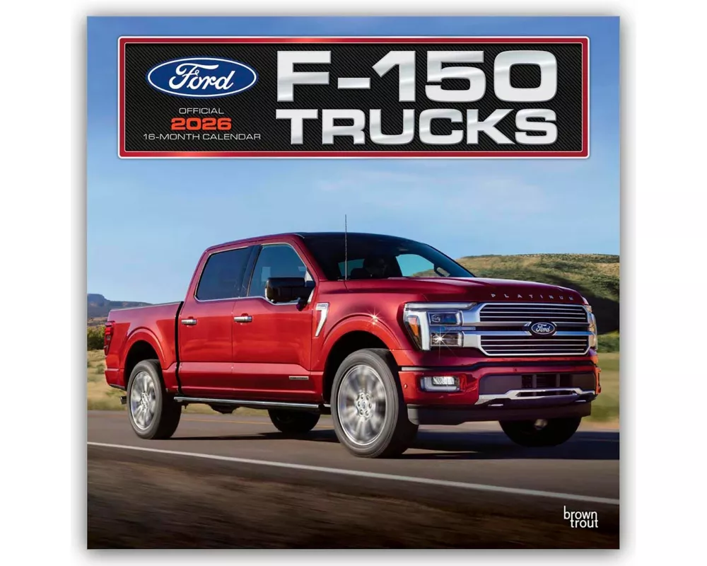 Ford F150 Trucks Official 2026 12 X 24 Inch (Hanging) Monthly Square Wall Calendar Plastic-Free