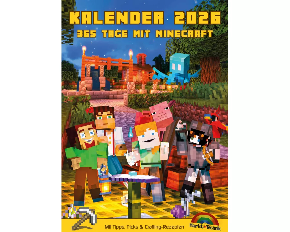 Kalender 2026 - 365 Tage mit Minecraft; inklusive Tipps, Tricks & Crafting Rezepten im DIN A4 Format