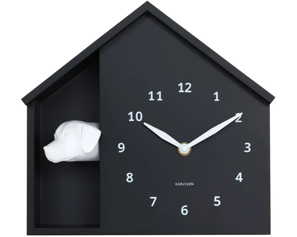KARLSSON Wanduhr Peeking Doggy Black