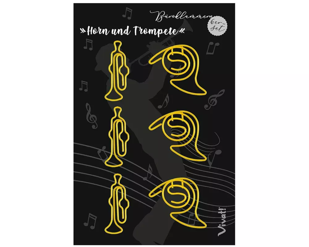 6er-Set Büroklammern 'Horn & Trompete'