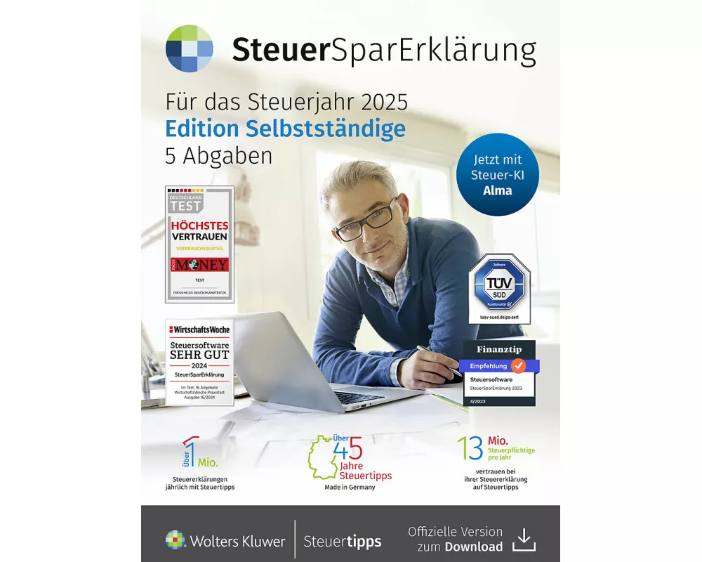 SteuerSparErklärung für Selbstständige (Steuerjahr 2025) (Code in a Box)