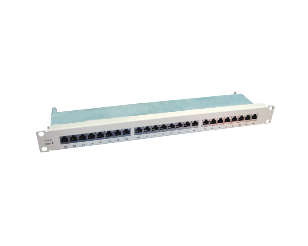 VALUE Cat.6 (Class E) 19-Zoll-Patchpanel, 24 P, geschirmt, grau