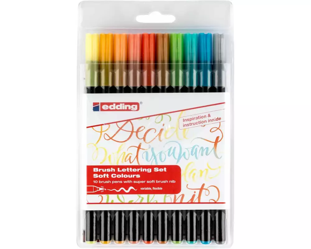 edding Brushpen Brushpen soft colours 10 Stück, Mehrfarbig