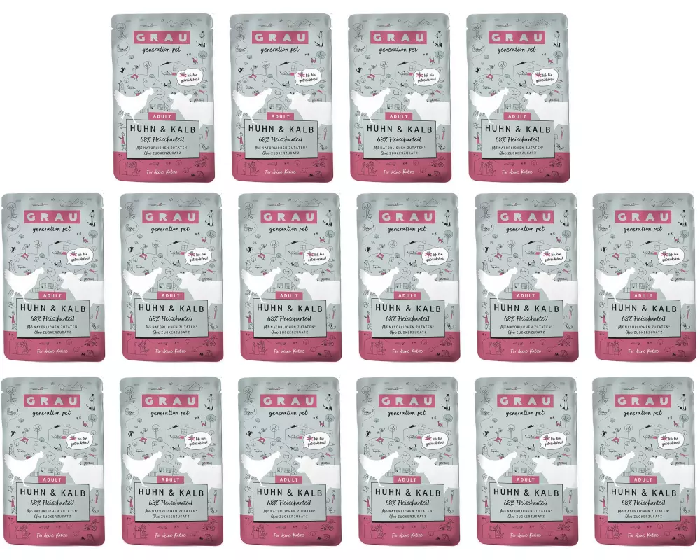 Grau Nassfutter Huhn und Kalb 16 x 125 g
