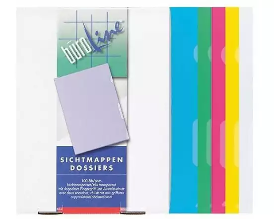 Büroline Sichthülle A4, 100 Stück, Sortiert