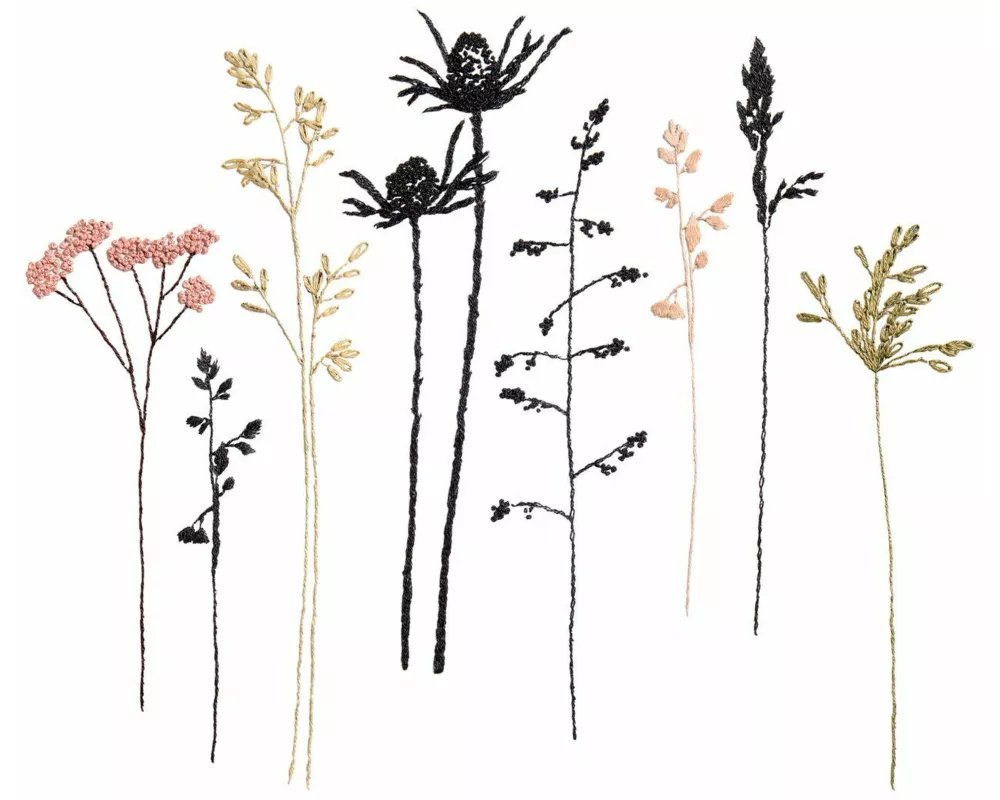 Stick & Stitch Packung, Blumen und Gräser XL