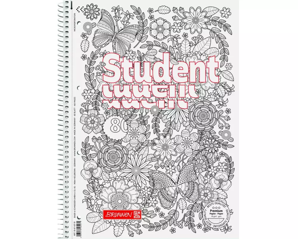 Brunnen Collegeblock ZENart Schmetterling, A4, Liniert