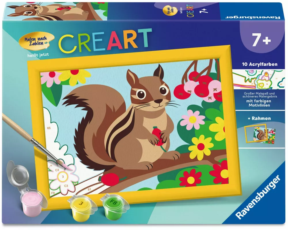 CreArt, Malen nach Zahlen Kinder - Streifenhörnchen