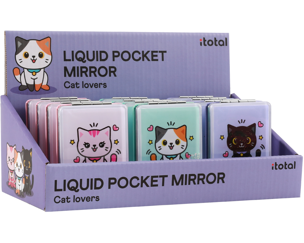I-TOTAL Taschenspiegel XL3148A Cat, assortiert