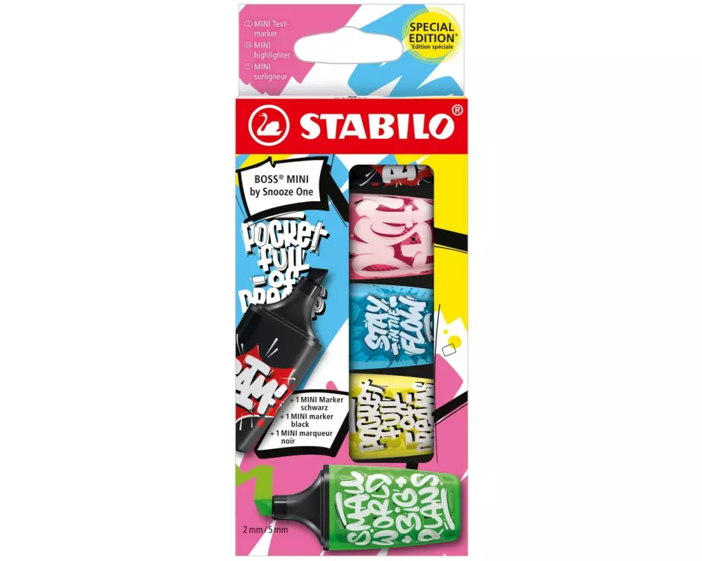 STABILO Leuchtmarker Boss Mini Snooze Mehrfarbig, 5-teilig