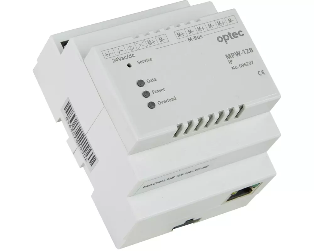 Optec Pegelwandler MPW 128 IP Ethernet / M-Bus, 24 V DC