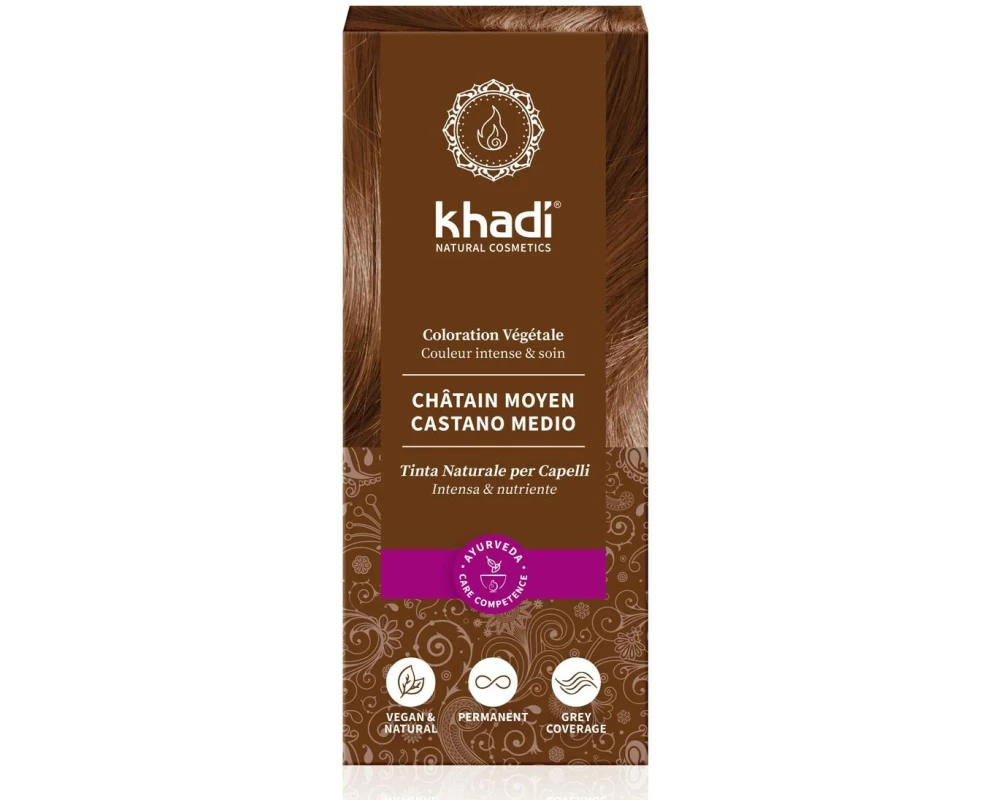 khadi Haarcoloration Pflanzenhaarfarbe Mittelbraun 100 g