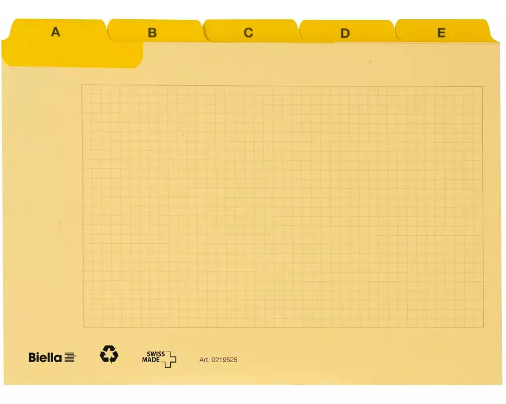 Biella Karteikarten A5, A-Z, 25-teilig, Gelb