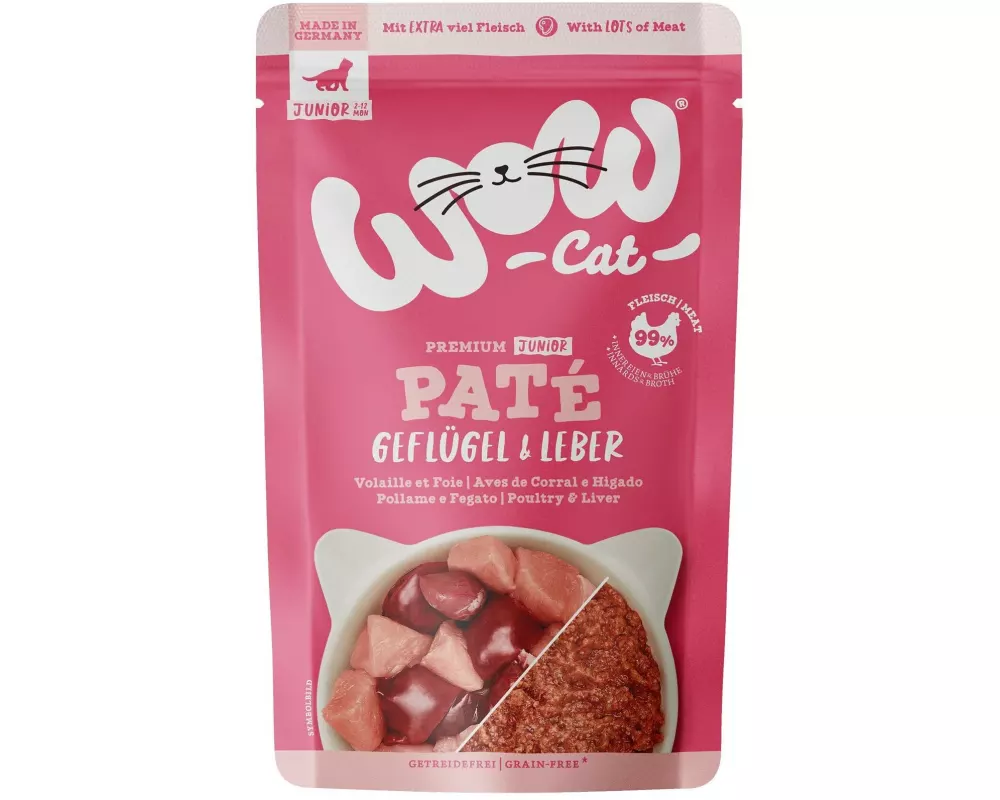 WOW Nassfutter Junior Paté Geflügel & Leber, 125 g
